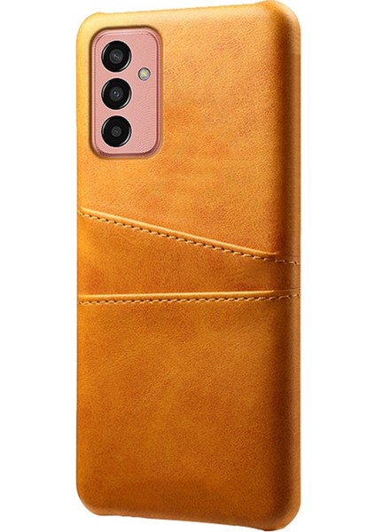 Çift Kart Yuvalı Samsung Galaxy M13 4g Telefon Kılıfı Için, Damla Dayanıklı Pu Deri Kaplamalı Sert Pc Kapak-Orange (Yurt Dışından)