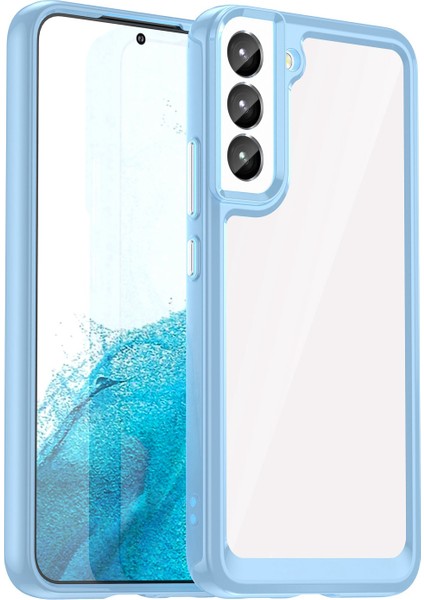 Samsung Galaxy S23+ Tpu+ Tpu+ Akrilik Hibrid Telefon Kılıfı Şok Geçirmez Koruyucu Koruyucu Arka Kapak-Mavi (Yurt Dışından)