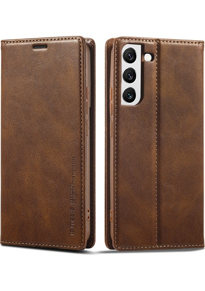 Samsung Galaxy S22 5g Anti-Çizelge Anti-Clatch Telefon Cüzdan Kılıfı Rfıd Stand-Brown ile Telefon Kapağı (Yurt Dışından)