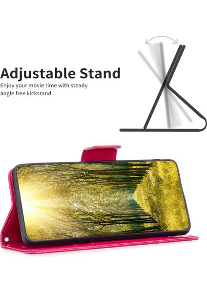 Samsung Galaxy S23+ Pu Deri Flip Telefon Kasası Baskılı Kelebekler Stand Cüzdan Folio Kapak Gül (Yurt Dışından) fiyatları