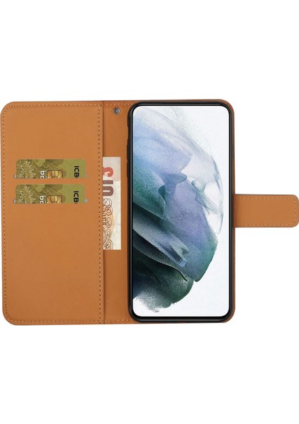Samsung Galaxy A14 Için 5g Çizgiye Karşı Çizgiye Karşı Etnik Stil Çiçek Baskılı Kılıf Pu Deri+Tpu Stand Cüzdan Cep Telefonu Kapak Brown (Yurt Dışından)