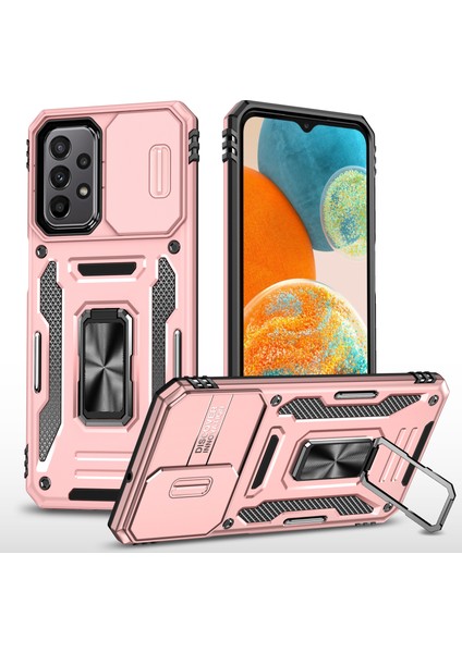 Samsung Galaxy A23 4g/5g Için Zırh Serisi (Global Versiyon) Kickstand Tasarım Telefon Kılıfı Pc+Tpu Koruyucu Arka Kapak Slayt Kamera Kapak Golü Altın (Yurt Dışından)