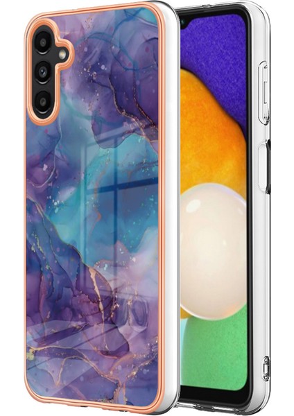 Seashell Digital Samsung Galaxy A34 Için 5g Bırak-Kötü Elektraplatma Çerçevesi Tpu Kapak 2.0mm Imd Mermer Desen Cep Telefonu Kılıf Etme (Yurt Dışından)