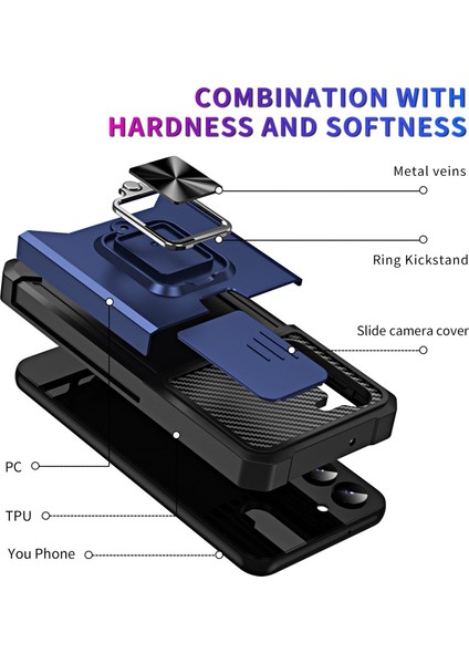 Samsung Galaxy S23 Için Çizelge Anti-Çizelge Kılıf Kılıfı Kamera Lens Kapak Kartı Kickstand Tasarım Sabit Pc Yumuşak Tpu Telefon Kapak Navy Mavi (Yurt Dışından) fiyatları