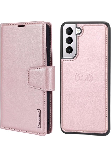 Samsung Galaxy S22 Için Hanman Miro2 Serisi+ 5g Çıkarılabilir 2'si 1 Arada Telefon Kılıfı Manyetik Cüzdan Kapağı Pu Deri Stand Koruyucu Kabuk Rose Altın (Yurt Dışından)