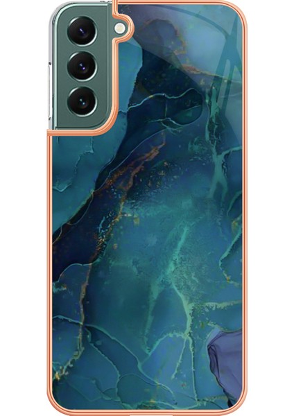 Samsung Galaxy S23+ Elektraplatma Çerçevesi Tpu Kapak 2.0mm Imd Mermer Desen Cep Telefonu Kılıf Yeşil (Yurt Dışından) fiyatları