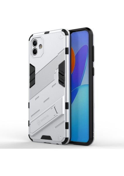 Samsung Galaxy A04 4g (164.4 x 76.3 x 9.1 Mm) Sert Pc+Yumuşak Tpu Kapak Kickstand Anti-Sracratch Telefon Vaka-Beyaz (Yurt Dışından)