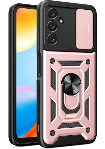Samsung Galaxy A14 5g Için Şok Geçirmez Telefon Kılıfı, Ring Kickstand Pc+Tpu Koruyucu Arka Kapak Slayt Kamera Koruyucu Gold (Yurt Dışından)