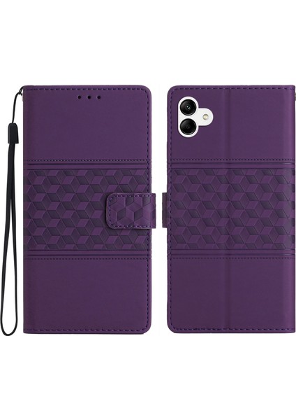 Samsung Galaxy A04 4g (164.4 x 76.3 x 9.1 Mm) Için Cilt Dokunma Cüzdanı Kasası, Retro Baskılı Desen Deri Telefon Standı Kapak-Mor (Yurt Dışından)