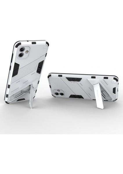 Samsung Galaxy A04 4g (164.4 x 76.3 x 9.1 Mm) Sert Pc+Yumuşak Tpu Kapak Kickstand Anti-Sracratch Telefon Vaka-Beyaz (Yurt Dışından)