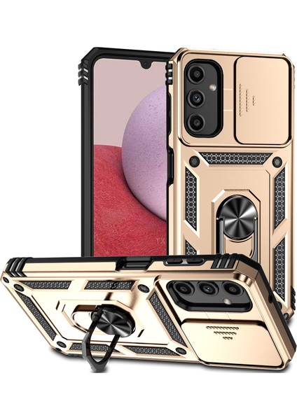 Samsung Galaxy A14 5g Case Pc+Tpu Slayt Kamera Koruyucu Kickstand-Gold ile Telefon Kapağı (Yurt Dışından)