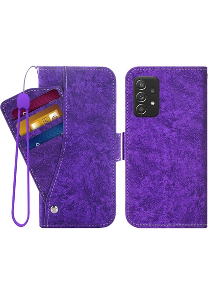 Samsung Galaxy A52 Için 5G/4G/A52S 5g Şok Geçirmez Pu Deri Flip Telefon Cüzdanı Kılıf Dönen Kart Yuvaları ile Dönen Kart Yuvası Telefon Kapak-Doğru (Yurt Dışından)