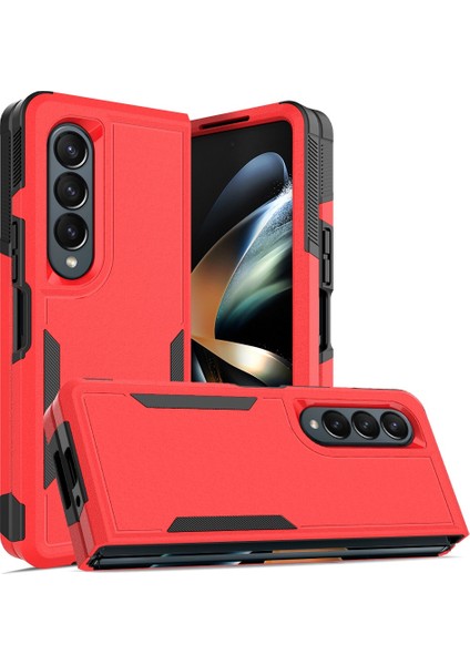 Samsung Galaxy Z Fold4 Için 5g Anti-Çizelge Pc+Tpu Katlanır Telefon Kılıfı Damla Rahat Arka Kapak-Kırmızı (Yurt Dışından)