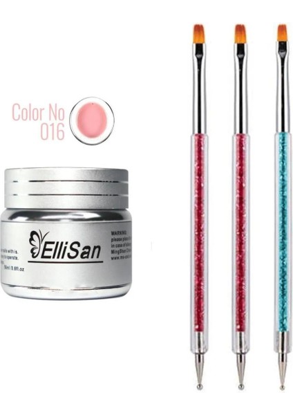 Ellisan Protez Tırnak Jeli Builder Gel 56 Gram + Tırnak Süslemedesen Fırçası Seti NO:2194