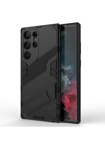 Samsung Galaxy S23 Ultra Için Kickstand Telefon Kılıfı, Damla Geçirmez Hibrid Pc+Tpu Koruyucu Kapak Black (Yurt Dışından)