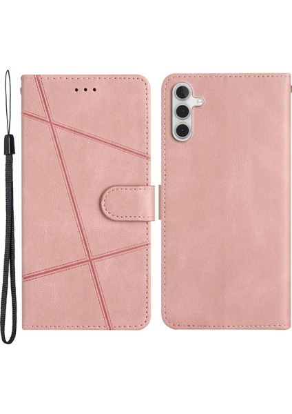 Samsung Galaxy A04S Için 4g (164.7 x 76.7 x 9.1 Mm) Koruyucu Telefon Kasası Çılgın At Doku Pu Deri Kapak Anti-Drop Cüzdan Stand Kılıfı Strap-Rose Altın (Yurt Dışından)