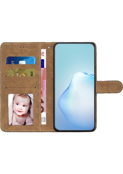 Samsung Galaxy A04S Için 4g (164.7 x 76.7 x 9.1 Mm) Koruyucu Telefon Kasası Çılgın At Doku Pu Deri Kapak Anti-Drop Cüzdan Stand Kılıfı Strap-Rose Altın (Yurt Dışından)