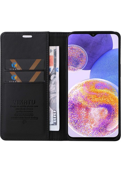 Samsung Galaxy A23 5g (Global VERSIYON)/4G/F23 5G/M23 5G/M13 4g Manyetik Kapatma Stand Telefon Flip Deri Cüzdan Kapak Black Için Yikatu Telefon Kılıfı (Yurt Dışından)