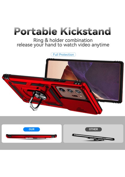 Samsung Galaxy NOTE20 Için ULTRA/NOTE20 Ultra 5g Metal Yüzük Kickstand Pc+Tpu Slayt Kameralı Koruma Kırmızısı (Yurt Dışından) fiyatları