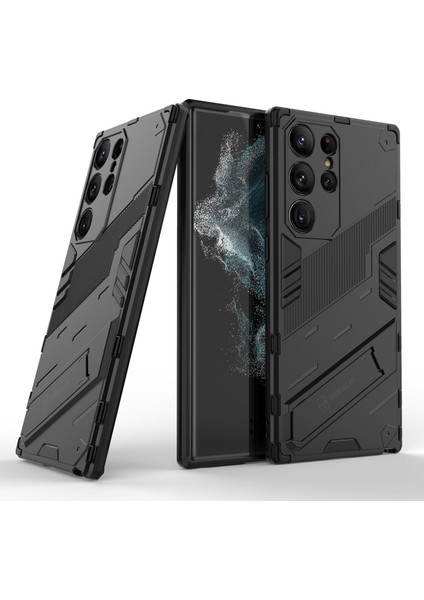 Samsung Galaxy S23 Ultra Için Kickstand Telefon Kılıfı, Damla Geçirmez Hibrid Pc+Tpu Koruyucu Kapak Black (Yurt Dışından)
