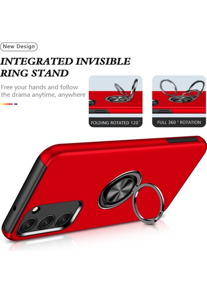 Samsung Galaxy S23 Rotasyon Yüzüğü Kickstand Şok Geçirmez Kılıf Sabit Pc+Yumuşak Tpu Çift Katman Koruması Telefon Kapak-Kırmızı (Yurt Dışından) fiyatları