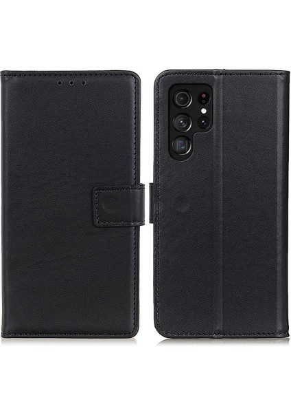 Samsung Galaxy S23 Ultra Için Anti-Fall Cep Telefonu Kapağı, Pu Deri Katlanabilir Stand Koruyucu Flip Telefon Cüzdan Case-Black (Yurt Dışından)