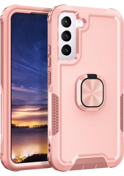 Samsung Galaxy S22 5g Pc+Silikon Için 3-1 Arada Koruyucu Kılıf Dönebilir Yüzük Kickstand Telefon Damla Geçirmez Kapak Pembe (Yurt Dışından)