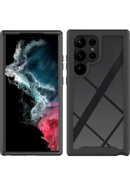 Samsung Galaxy S23 Ultra Pc+Tpu Hibrid Kapak Tam Koruma Pet Ekran Koruyucusu Telefon Kasası-Kırmızı (Yurt Dışından)