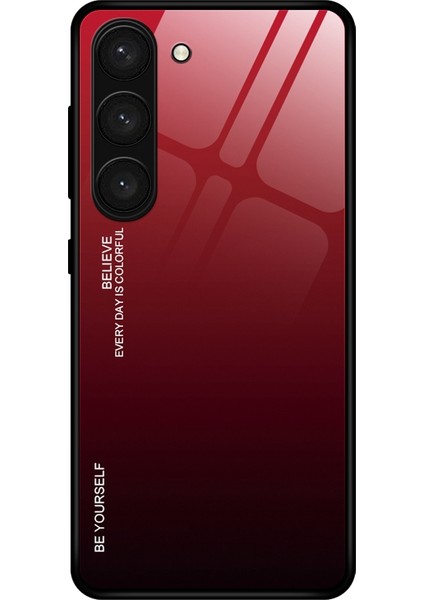 Samsung Galaxy S23 Temperli Cam Şok Geçirmez Kılıf Sabit Pc Soft Tpu Şöhret Anti-Fall Kapak Kırmızı/siyah (Yurt Dışından)