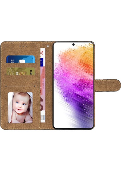 Samsung Galaxy A22 5g (Ab Versiyonu) Çılgın At Dokusu Pu Deri Kılıf Baskılı Çizgiler Cüzdan Stand Tam Koruma Flip Telefon Kapağı Strap-Rose Altın (Yurt Dışından)