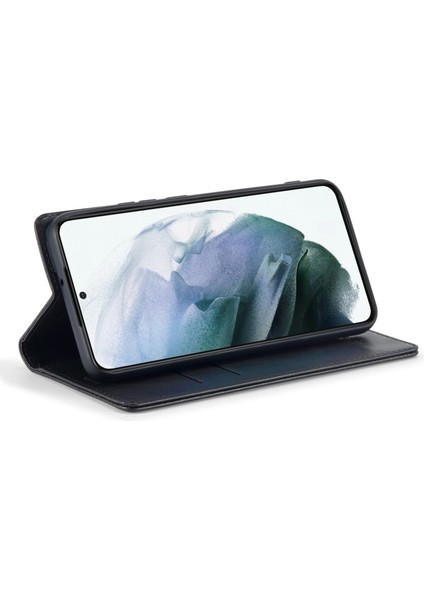 Seashell Digital Samsung Galaxy S21+ 5g Şok Geçirmez Pu Deri Rfıd Engelleme Telefon Kılıfı Stand Otomatik Kapanış Manyetik Telefon Kapak Black (Yurt Dışından)