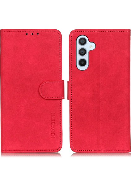 Samsung Galaxy A54 Için Khazneh A54 5g Manyetik Toka Pu Deri Retro Doku Telefon Kapak Folio Flip Cüzdan Stand Kılıf Kırmızı (Yurt Dışından)
