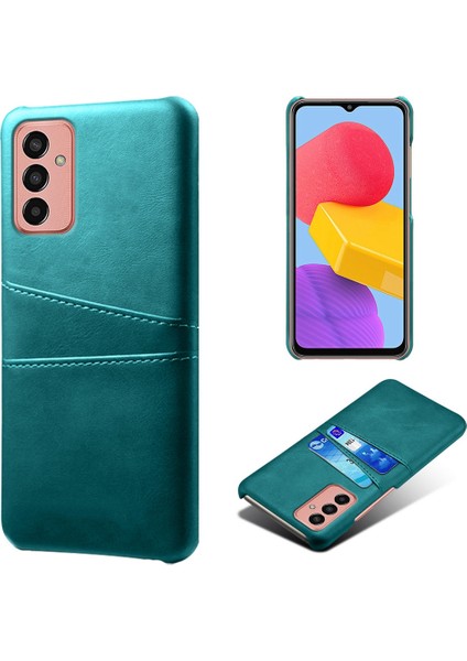 Samsung Galaxy M13 Için Çift Kart Yuvalı 4g Telefon Kılıfı Için, Damla Dayanıklı Pu Deri Kaplamalı Sert Pc Kapak Yeşili (Yurt Dışından)