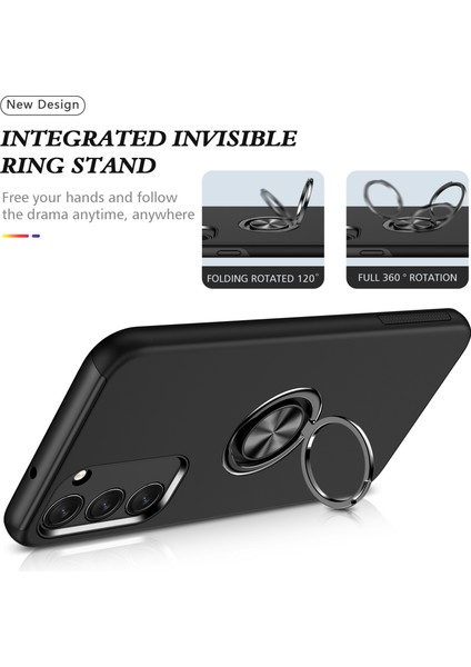 Samsung Galaxy S23 Rotasyon Yüzüğü Kickstand Şok Geçirmez Kılıf Sabit Pc+Yumuşak Tpu Çift Katman Koruması Telefon Kapak Black (Yurt Dışından) fiyatları