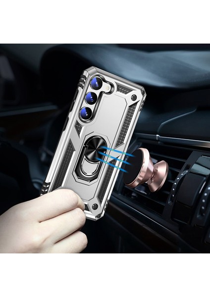 Samsung Galaxy S23 Için+ Düşüş Geçirmez Askeri Sınıf Vaka Yüzüğü Kickstand Tasarım Pc+ Tpu Geri Kapak Silver (Yurt Dışından) fiyatları