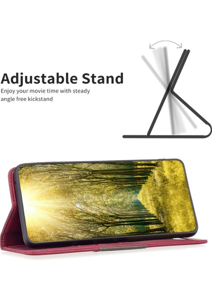 Samsung Galaxy S23 Için Ultra Renk Ekleme Telefon Kılıf Stili 10 Çizgiler Baskılı Manyetik Otomatik Absorbed Flip Deri Cüzdan Kapak-Kırmızı (Yurt Dışından) fiyatları