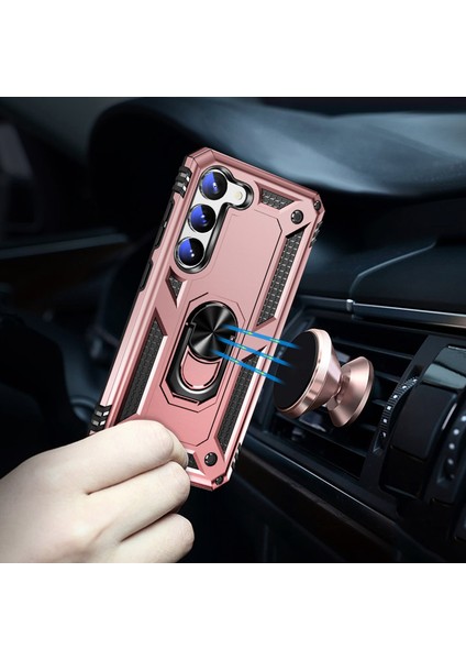 Samsung Galaxy S23 Için+ Düşüş Geçirmez Askeri Sınıf Vaka Yüzüğü Kickstand Tasarım Pc+ Tpu Geri Kapak Çizgisi Altın (Yurt Dışından) fiyatları
