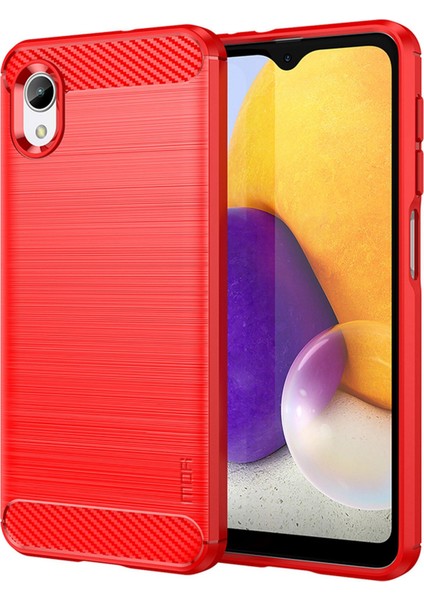 Samsung Galaxy A23E/A22E Karbon Fiber Doku Için Parmak Izi Önleme Önleme Önleme Aracı Tpu Fırçalanmış Yüzey Koruyucu Kapak-Kırmızı (Yurt Dışından)