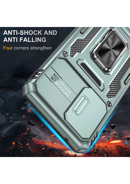 Samsung Galaxy A52 4G/5G/A52S 5g Çizgiye Karşı Çizme Anti-Slatch Telefon Kılıfı Kamera Kapağı Pc+Tpu Yüzük Kickstand Cep Telefonu Kabuğu Alpin Yeşil (Yurt Dışından) fiyatları