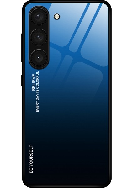 Samsung Galaxy S23 Temsilli Cam Şok Geçirmez Kılıf Sabit Pc Yumuşak Tpu Şöhret Anti-Fall Kapak Mavisi/siyah (Yurt Dışından)