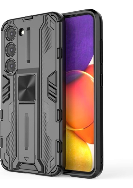 Samsung Galaxy S23 Şok Geçirmez Yumuşak Tpu Sabit Pc Back Case Gizli Kickstand Anti-Cratch Telefon Kapak Black (Yurt Dışından)