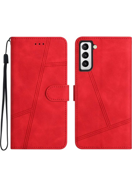 Samsung Galaxy S21+ 5g Cilt Touch Duygu Çizgileri Dekor Vintage Pu Deri Flip Kapak Çizgiye Karşı Çizgiye Döküm Anti-Drop Telefon Stand Cüzdan Koroz (Yurt Dışından)