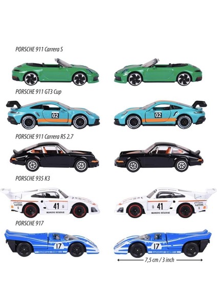 Toys Majorette Porsche Motorsport 5'li Hediye Seti Die-Cast Metal Model Arabalar 212053172