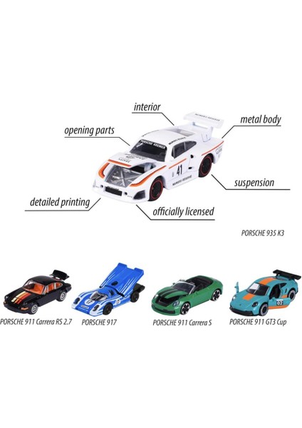 Toys Majorette Porsche Motorsport 5'li Hediye Seti Die-Cast Metal Model Arabalar 212053172