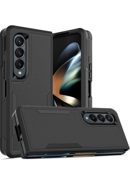 Samsung Galaxy Z Fold4 Için 5g Anti-Çizelge Pc+Tpu Katlanır Telefon Kılıfı Damla Rahat Arka Kapak Black (Yurt Dışından)