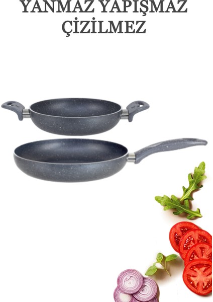 Granit Tava 22 cm & Çift Kulp Omlet 20 cm 2'li Set