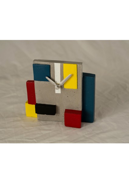 Mondrian Temalı Kübik Beton Masa Saati fırsatları