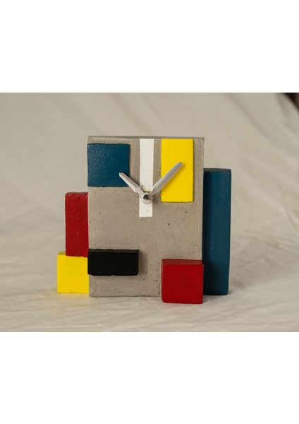 Mondrian Temalı Kübik Beton Masa Saati indirimleri