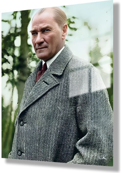 Temperli Gerçek Cam Ofis Tablosu Paltolu Atatürk Portresi modelleri
