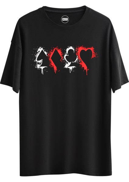 Poker Card Tasarım Dijital Baskılı Regular Relax T-Shirt